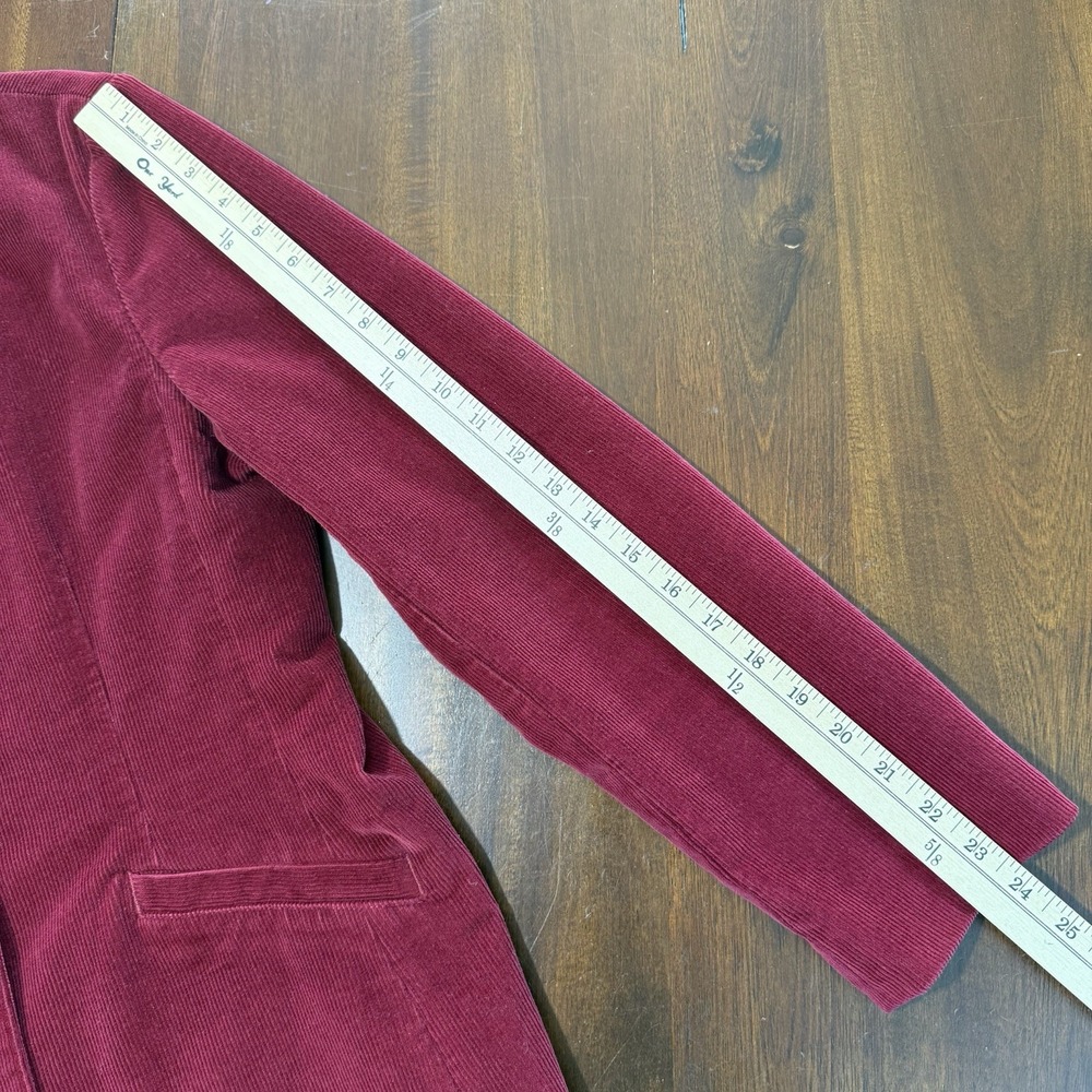 L.L.Bean Womens Corduroy Blazer Size 10 Reg Burgundy Lined Vintage Academia - Picture 10 of 10